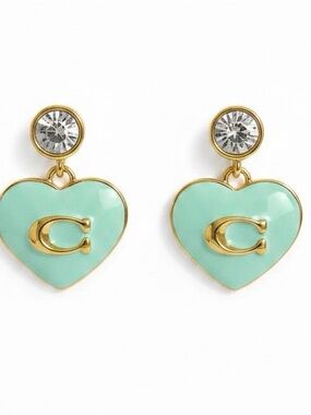 Coach Signature Resin Heart Drop Earrings (71)